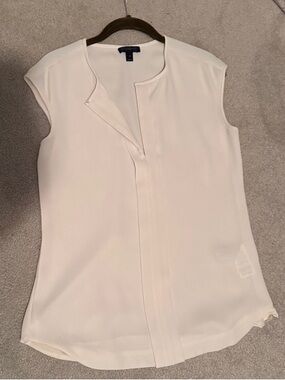 J. Crew Cream Sleeveless Notch-Neck Blouse
